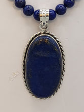 Load image into Gallery viewer, LAPIS PENDANT ON 6MM BEADS - OVAL
