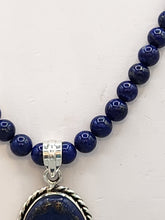 Load image into Gallery viewer, LAPIS PENDANT ON 6MM BEADS - OVAL