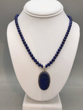 Load image into Gallery viewer, LAPIS PENDANT ON 6MM BEADS - OVAL
