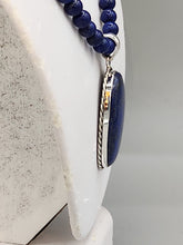 Load image into Gallery viewer, LAPIS PENDANT ON 6MM BEADS - OVAL