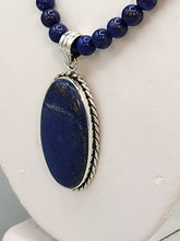 Load image into Gallery viewer, LAPIS PENDANT ON 6MM BEADS - OVAL