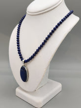 Load image into Gallery viewer, LAPIS PENDANT ON 6MM BEADS - OVAL