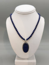Load image into Gallery viewer, LAPIS PENDANT ON 6MM BEADS - OVAL