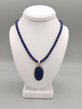 Load image into Gallery viewer, LAPIS PENDANT ON 6MM BEADS - OVAL