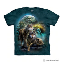 Load image into Gallery viewer, The full moon is on the rise, and these two wolves have the perfect seats to watch the show. Artist Tami Alba has beautifully captured a brief, yet serene, moment in time.