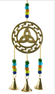 TRIQUETRA WITH CELTIC BORDER BRASS BELL CHIME