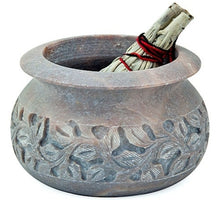 Load image into Gallery viewer, FLORAL CARVED SMUDGE POT