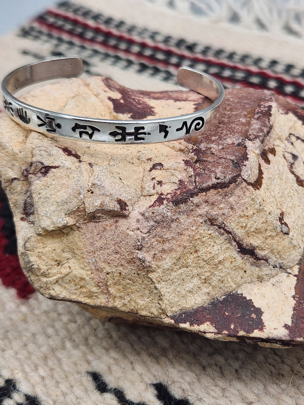 STERLING SILVER PETROGLYPH CUFF BRACELET