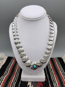 STERLING SILVER 2 SIDED PILLOW BEADED NECKLACE - 20"