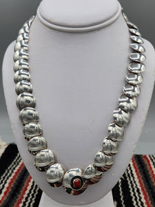 STERLING SILVER 2 SIDED PILLOW BEADED NECKLACE - 20"