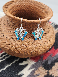 BLUE OPAL INLAY Butterfly Earrings