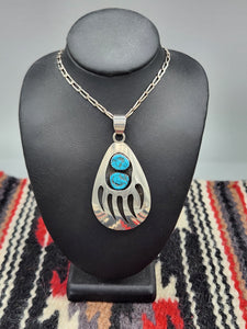 TURQUOISE 2 STONE BEAR PAW NECKLACE- THOMAS NEZ