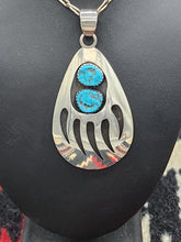 Load image into Gallery viewer, TURQUOISE 2 STONE BEAR PAW NECKLACE- THOMAS NEZ
