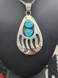 TURQUOISE 2 STONE BEAR PAW NECKLACE- THOMAS NEZ