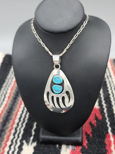 TURQUOISE 2 STONE BEAR PAW NECKLACE- THOMAS NEZ