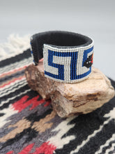 Load image into Gallery viewer, BEADED CUFF BRACELET - BLUE/WHITE- DWIGHT NATHANIEL
