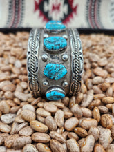 Load image into Gallery viewer, TURQUOISE 7 STONE LARGE CUFF BRACELET - E.G.B.
