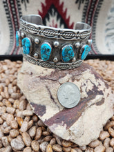 Load image into Gallery viewer, TURQUOISE 7 STONE LARGE CUFF BRACELET - E.G.B.
