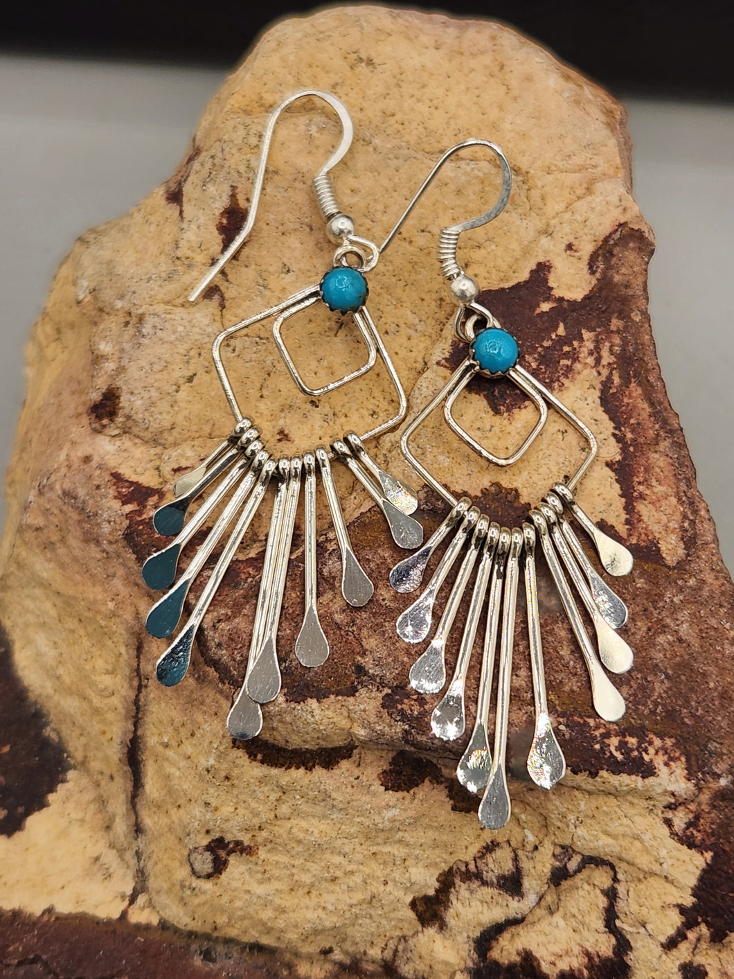 TURQUOISE PADDLE STYLE EARRINGS - DELMAR ARMSTRONG