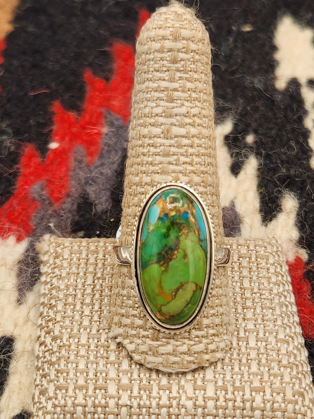 GREEN COPPER TURQUOISE RING - SIZE 11 - OVAL SHAPED