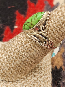 GREEN COPPER TURQUOISE RING - SIZE 5