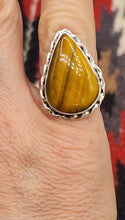 Load image into Gallery viewer, TIGER EYE RING - SIZE 6 - TEARDROP SHAPED
