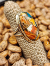Load image into Gallery viewer, TURQUOISE &amp; SPINY OYSTER RING - SIZE  6 - OVAL SHAPED
