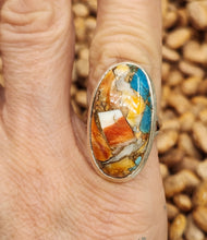 Load image into Gallery viewer, TURQUOISE &amp; SPINY OYSTER RING - SIZE  6 - OVAL SHAPED
