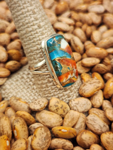 TURQUOISE & SPINY OYSTER RING - SIZE 10