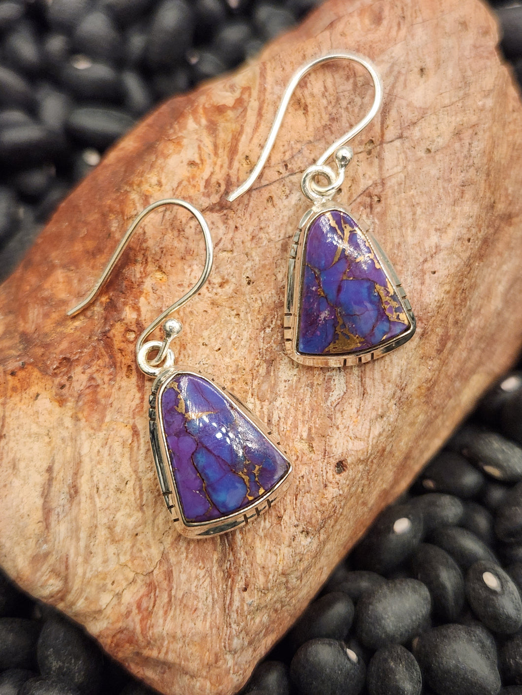 PURPLE COPPER TURQUOISE EARRINGS