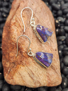 PURPLE COPPER TURQUOISE EARRINGS