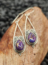 Load image into Gallery viewer, PURPLE COPPER TURQUOISE EARRINGS
