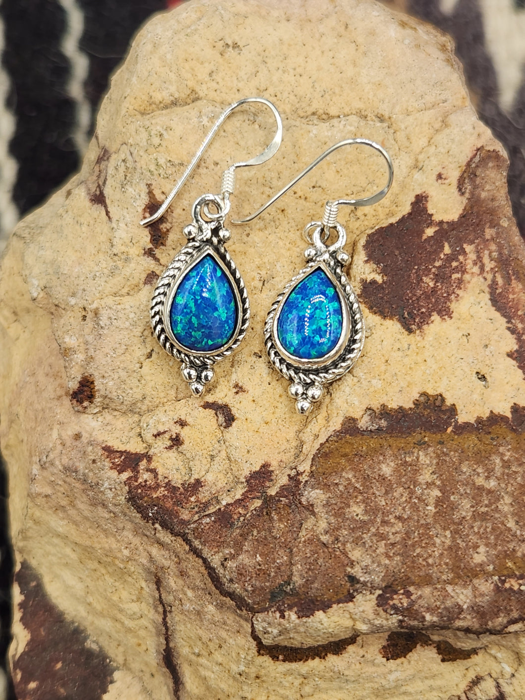 BLUE OPAL TEARDROP EARRINGS