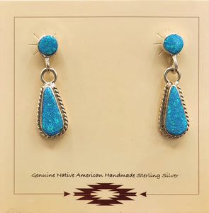 BLUE OPAL ZUNI EARRINGS - CLIFTON CHEAMA