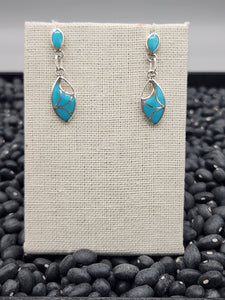 TURQUOISE INLAY ZUNI EARRINGS - FRANCIS LEEKYA