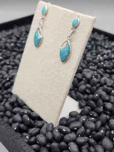 TURQUOISE INLAY ZUNI EARRINGS - FRANCIS LEEKYA