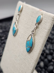 TURQUOISE INLAY ZUNI EARRINGS - FRANCIS LEEKYA