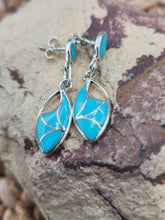 Load image into Gallery viewer, TURQUOISE INLAY ZUNI EARRINGS - FRANCIS LEEKYA
