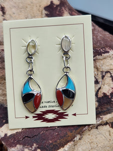 MULTI STONE ZUNI INLAY EARRINGS - FRANCIS LEEKYA