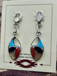 MULTI STONE ZUNI INLAY EARRINGS - FRANCIS LEEKYA