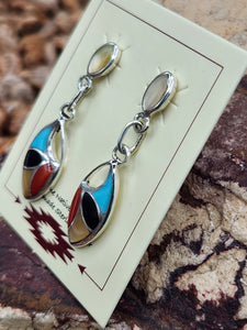 MULTI STONE ZUNI INLAY EARRINGS - FRANCIS LEEKYA