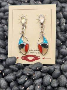 MULTI STONE ZUNI INLAY EARRINGS - FRANCIS LEEKYA