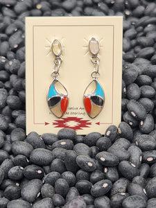 MULTI STONE ZUNI INLAY EARRINGS - FRANCIS LEEKYA