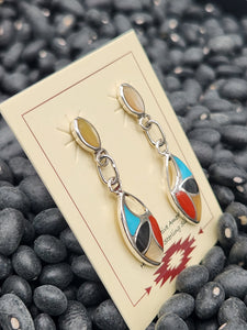 MULTI STONE ZUNI INLAY EARRINGS - FRANCIS LEEKYA