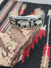 Load image into Gallery viewer, BEAR OVERLAY STERLING SILVER CUFF BRACELET - TOMMY &amp; ROSITA SINGER
