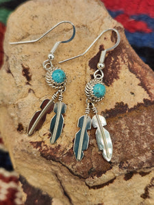 TURQUOISE 2 FEATHER EARRINGS  - SHARON MCCARTHY