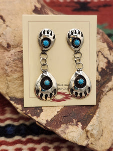 TURQUOISE BEAR PAW POST STYLE EARRINGS  - LEROY PARKER