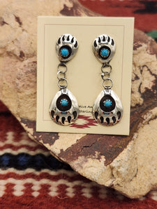 TURQUOISE BEAR PAW POST STYLE EARRINGS  - LEROY PARKER