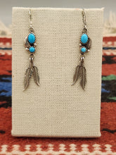 Load image into Gallery viewer, TURQUOISE EARRINGS WITH 2 FEATHERS - ANNIE SPENCER
