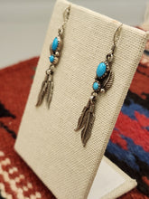 Load image into Gallery viewer, TURQUOISE EARRINGS WITH 2 FEATHERS - ANNIE SPENCER
